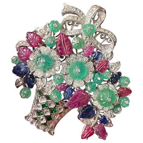 Rare Art Deco Tutti Frutti Brooch For Sale At Stdibs