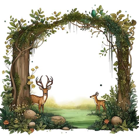 Premium Photo Frame Of Enchanted Forest Themed Scribbles Frame With