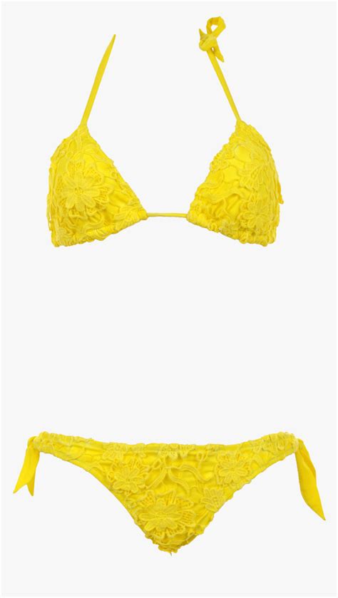 Padded Macram Lace Yellow Triangle Bikini With Removable Hd Png