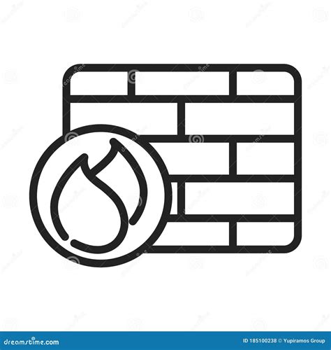 Cyber Security And Information Or Network Protection Firewall System Line Style Icon Stock