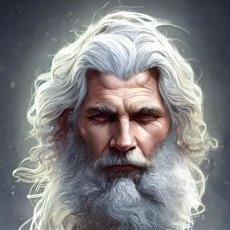 Portrait Of Rugged Zeus Greek God White Hair Soft Stable Diffusion