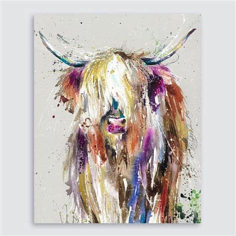 A3 Giclee Highland Cow Watercolour Art Print By Nicola Jane Highland