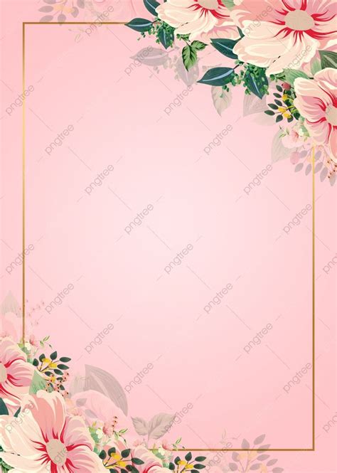 Pink Flowers Watercolor Floral Background Frame, Floral Background ...