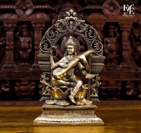 Goddess Saraswati Statue in Brass hindu Goddess of Knowledge - Etsy