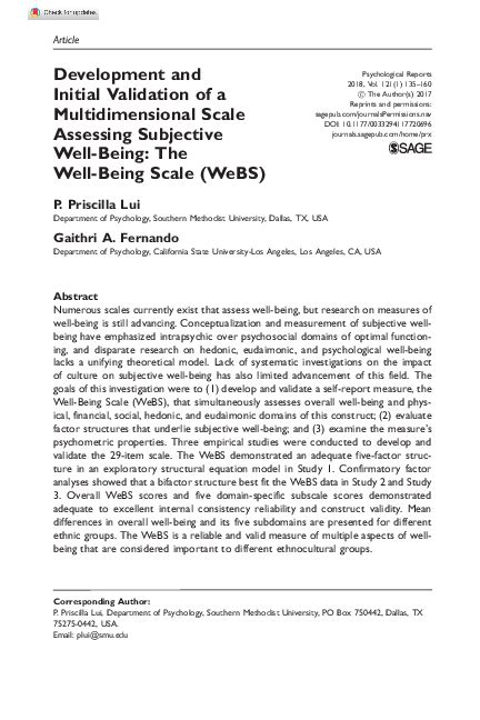 Pdf Development And Initial Validation Of A Multidimensional Scale