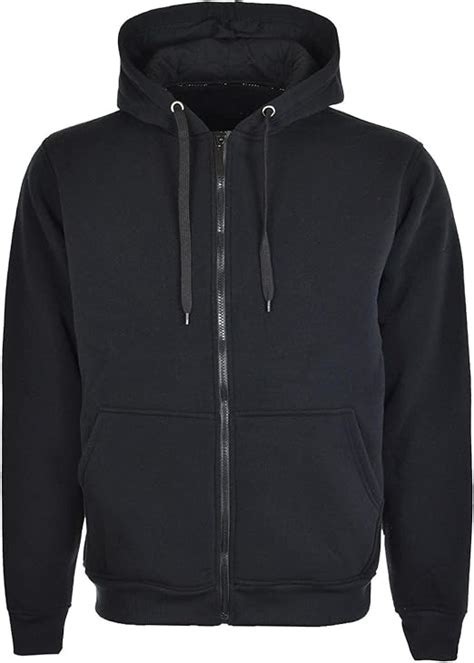 Mens Plain Zip Up Hoodie Large Chest 42 Length 29 Black