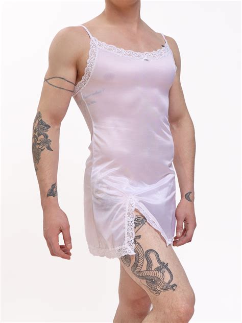 Mens White Lacy Nightie Sexy Lingerie For Men Xdress Uk