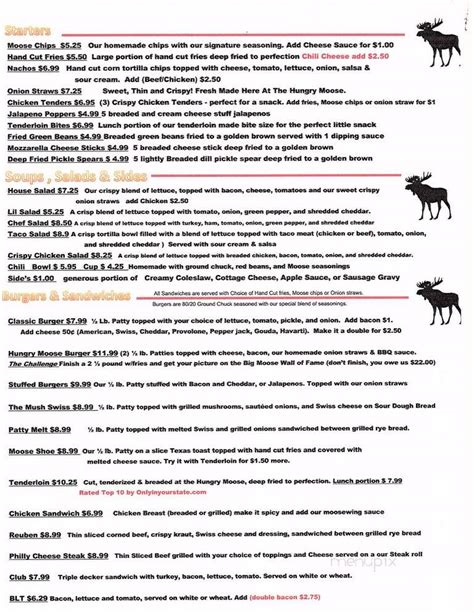 Menu Of Hungry Moose In Peoria Il 61604