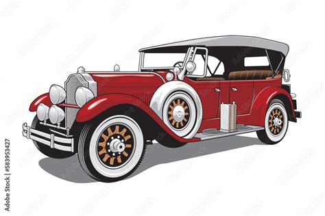 Vintage Retro Luxury Car 1920s American Classic Automobile Isolated On