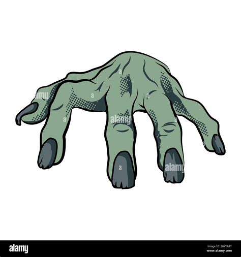 Dead Mans Hand Zombie For Halloween Halftone Flat Illustration Of A