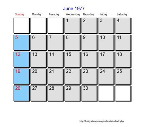 June 1977 Roman Catholic Saints Calendar