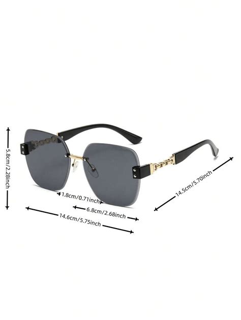 One Pair Of Pc New Fashion Sunglasses With Chain Link Temples Big Frame Retro Shades Frameless