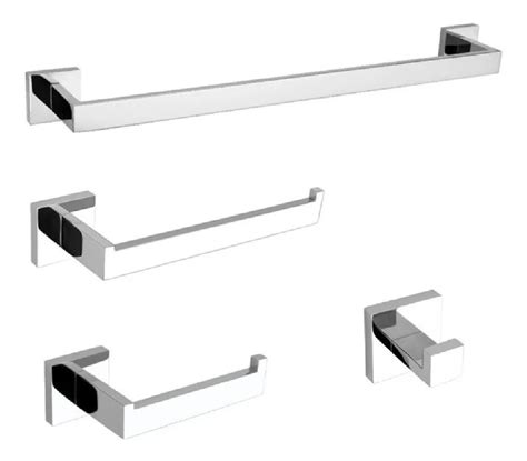 Kit Banheiro 4 Peças - Kit Acessórios de Banheiro Aço Inox 4 Peças Cromado | MadeiraMadeira
