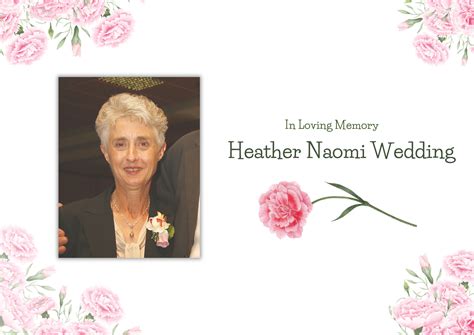 Memorial Tribute Heather Wedding F Greed Sons Funerals