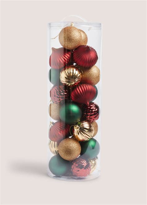 30 Pack Multicoloured Christmas Baubles Matalan