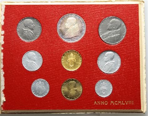 Vatican Lira To Lira Pius Xii Set Of Coins Unc Au Ma