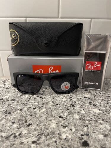 Ray Ban Rb 4165 622 2v Justin Black Blue Polarized Sunglasses Rb4165 55mm 8053672508147 Ebay