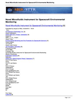 Fillable Online Sbir Gsfc Nasa Novel Microfluidic Instrument For