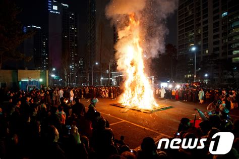 사진 정월 대보름 맞이 달집태우기 네이트 뉴스