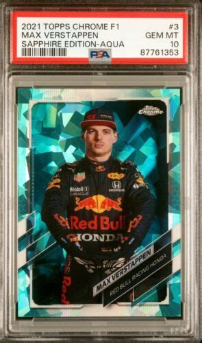 Topps Chrome Formula Sapphire Max Verstappen Aqua Psa Gem