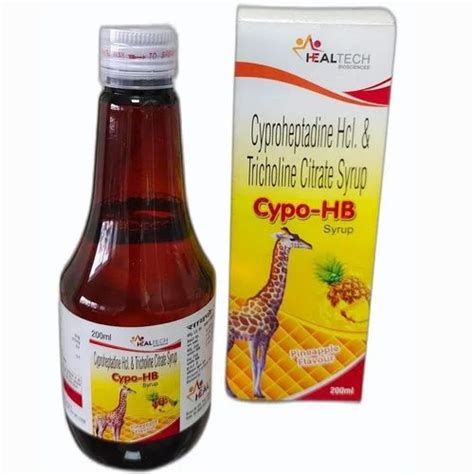 Cyproheptadine Hcl Tricholine Citrate Syrup Packaging Type Box