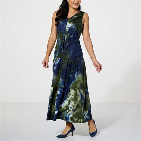 Nina Leonard Sleeveless Tiered Tie Dye Maxi Dress 21644540 Hsn