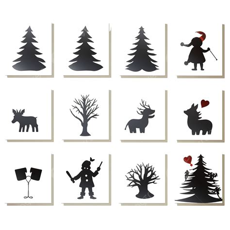 Find Correct Shadow Of Christmas Pictures Printable Clip Card Games For