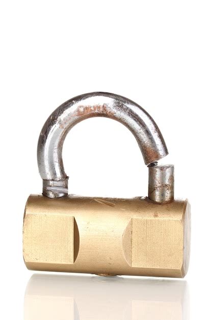 Premium Photo Modern Sawn Padlock Isolated On White