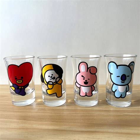 Bts X Bt21 Shot Glasses Set Pack Of 4 Kpop Merch Etsy