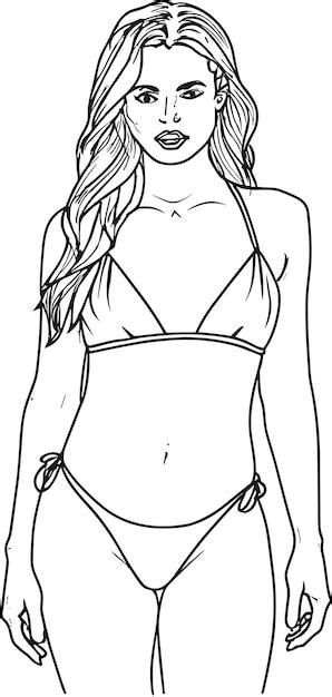 Bikini vectorial y sostén contorno del cuerpo femenino Vector Premium