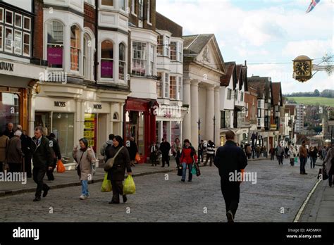 The High Street Guildford Town Centre Surrey England Looking West