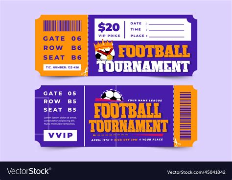 Football Tournament Sport Event Ticket Design Vector Image