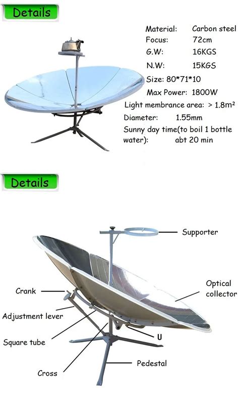 Parabolic Carbon Steel Solar Powered Cooker - Buy Portable Parabolic Solar Cooker,Umbrella Solar ...