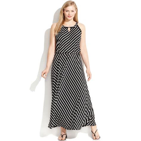 Lyst Calvin Klein Plus Size Sleeveless Striped Keyhole Maxi Dress In