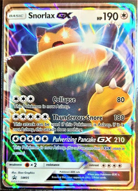 Rare Pokemon Card Snorlax Gx Sm Black Star Promo Full Art Holo Mint