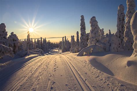 Fonds d ecran Finlande Laponie région Levers et couchers de soleil