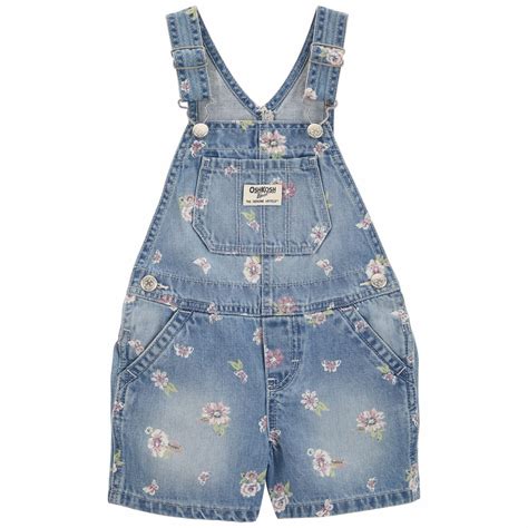 OshKosh B Gosh Floral Knit Denim Shortalls Baby Girl