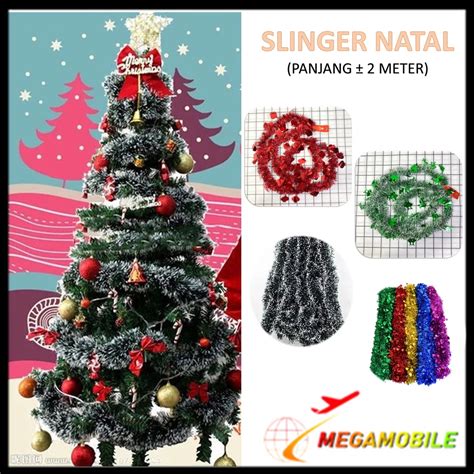 Jual Mm Slinger Tinsel Rumbai Meter Hiasan Pohon Natal Motif