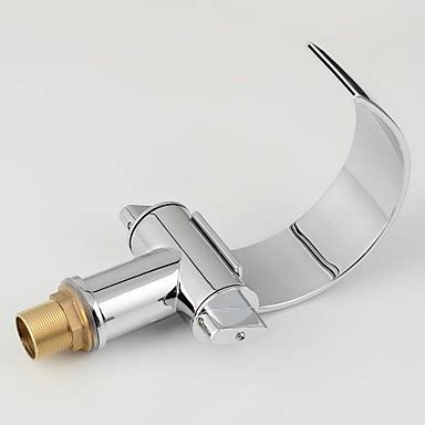 Bathroom Sink Faucet With Brass Chrome Finish Waterfall Curve Spout