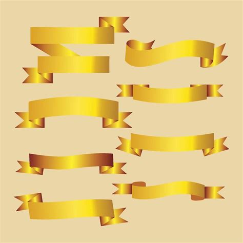 Gold Ribbons Banners Collection 16177793 Vector Art At Vecteezy