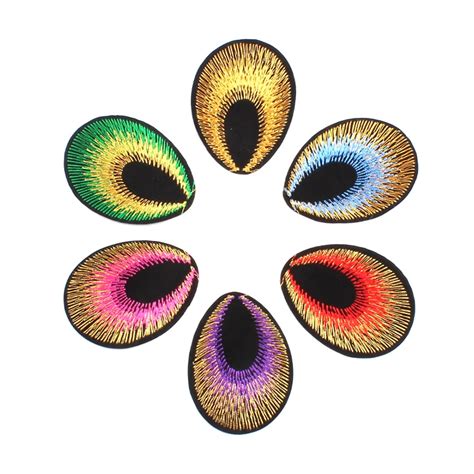 12pcs Embroidery Peacock Feather Eyes Patches Iron On Clothing Stickers