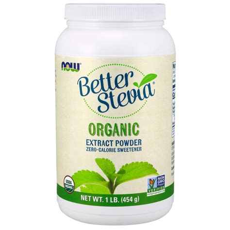 NOW Foods Better Stevia Certified Organic Extract Powder 1 Lb 454