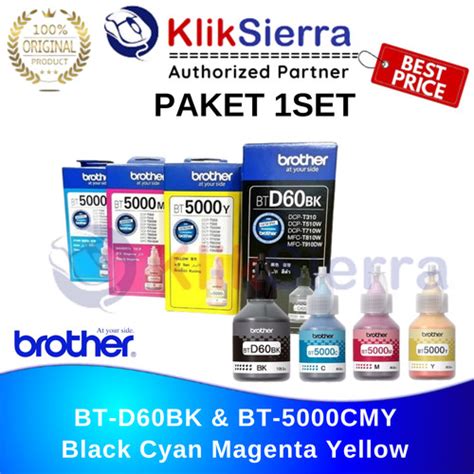 Jual BROTHER Tinta Refill 1SET Original D 60 BK BT 5000 C M Y