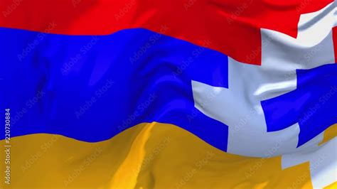 226 Nagorno Karabakh Republic Flag Waving In Wind Slow Motion