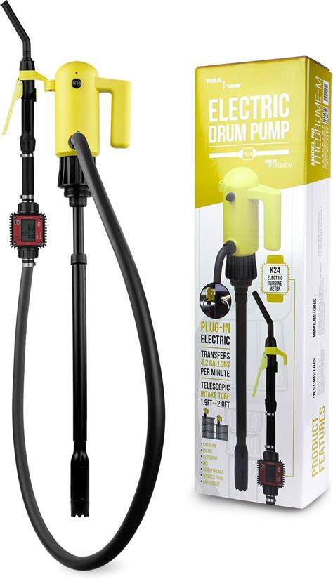 Buy Tera Pump Telescopic Electric 55 Gal Drum Pump 16 Litersmin K24 Precise Meter With Flow