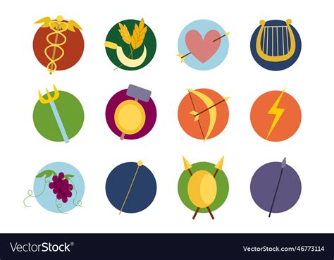 Symbols or instruments of greek gods cartoon Vector Image