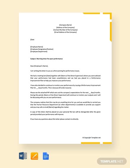 First Warning Letter Templates 10 Free Samples Examples Format Download Free And Premium