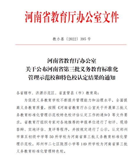 镇平县2所学校被评为省第三批义务教育标准化管理特色校！示范校内涵支持