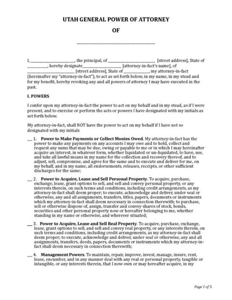 Utah Durable Statutory Power Of Attorney Forms Pdf Word