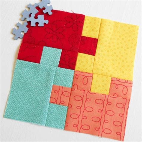 Free Quilt Pattern Jigsaw Patch Block Quilt Blocks Pinterest